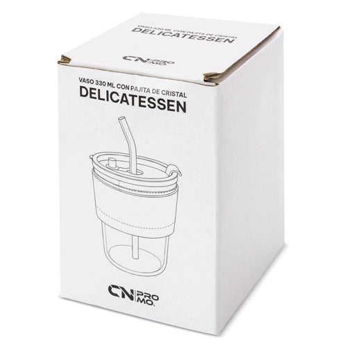 VASO 330 ML CON PAJITA DE CRISTAL "DELICATESSEN" - 10965