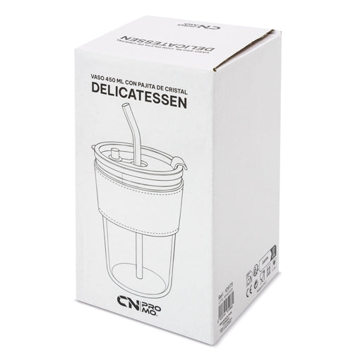 VASO 450 ML CON PAJITA DE CRISTAL "DELICATESSEN" - 10973