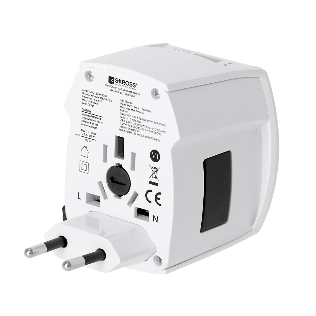 Adaptador Viaje Universal Skross MUV USB 30W PD