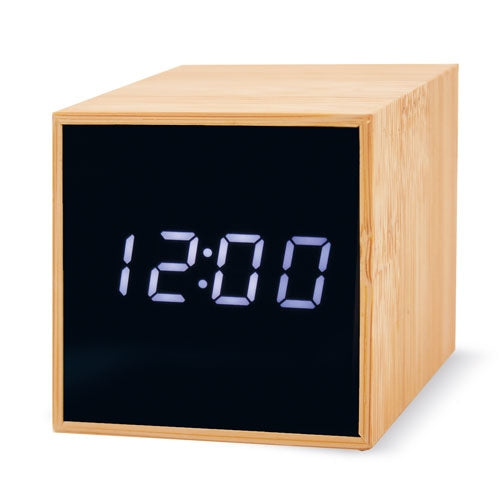 RELOJ DESPERTADOR BAMBU CON ALARMA Y TEMPERATURA - Z-1718
