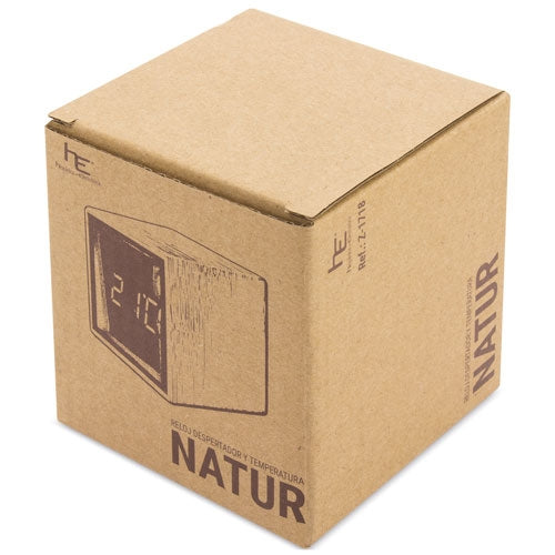 RELOJ DESPERTADOR BAMBU CON ALARMA Y TEMPERATURA - Z-1718