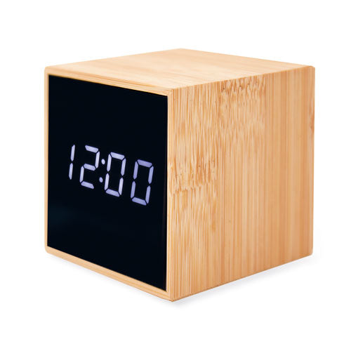 RELOJ DESPERTADOR BAMBU CON ALARMA Y TEMPERATURA - Z-1718