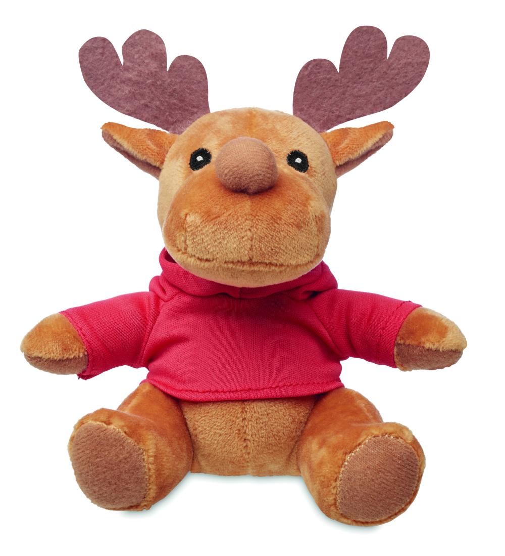 Reno de peluche con capucha