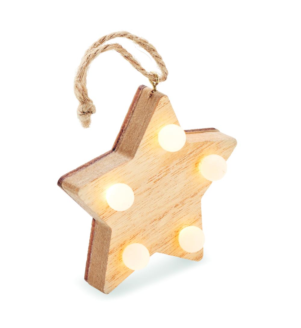 Estrella de madera con luces