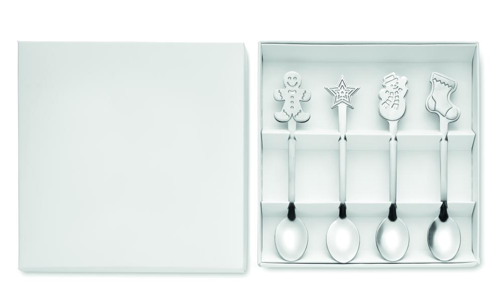 Set  4 cucharas de té navideñas