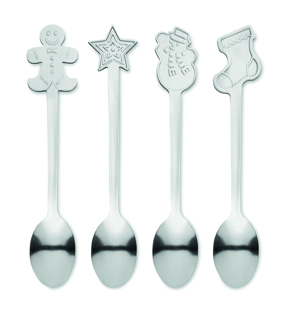 Set  4 cucharas de té navideñas