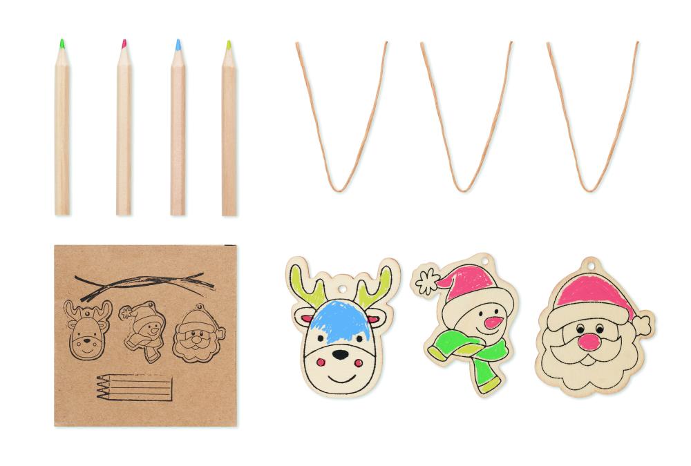 Set adornos madera y dibujar