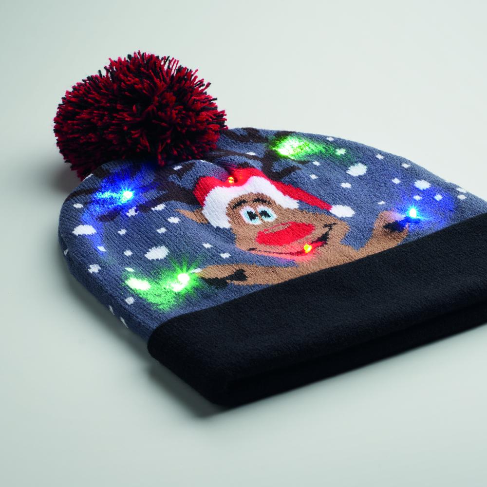 Gorro de punto navideño LED