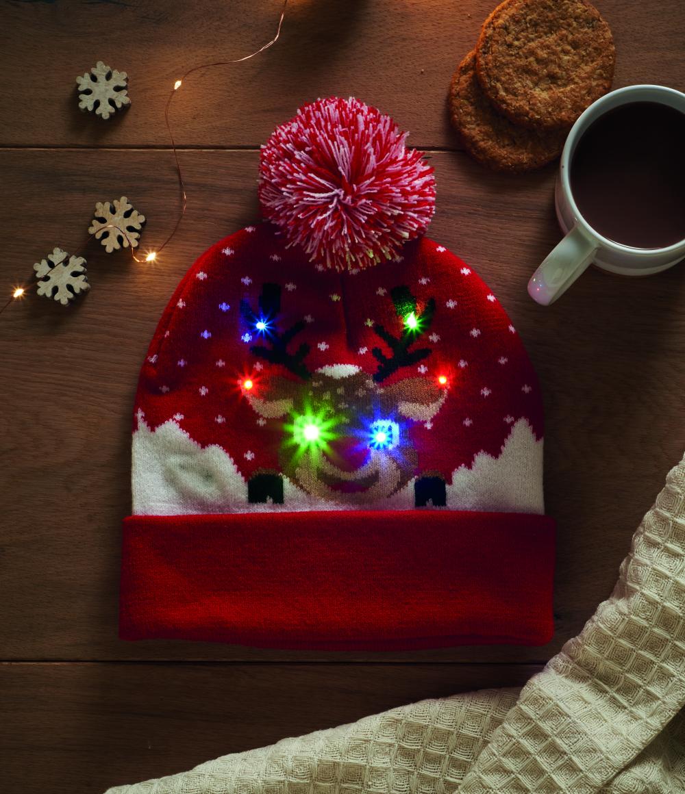 Gorro de punto navideño LED