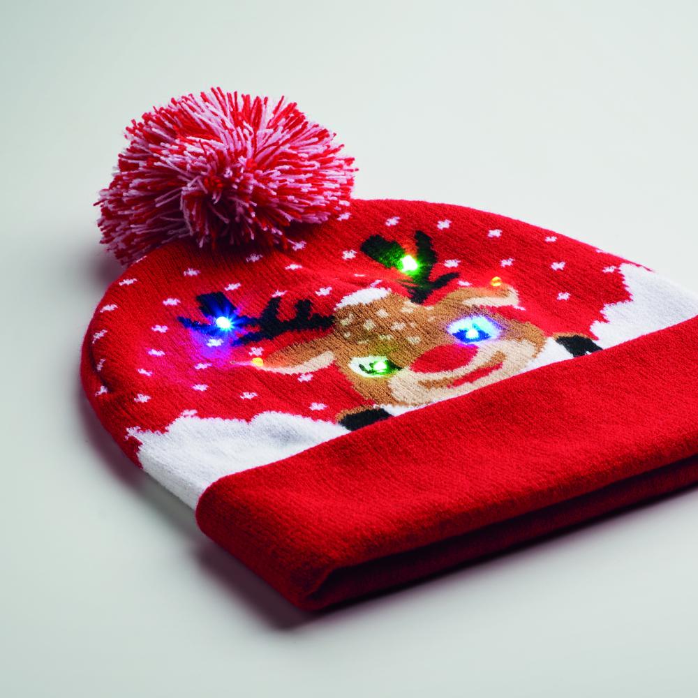 Gorro de punto navideño LED