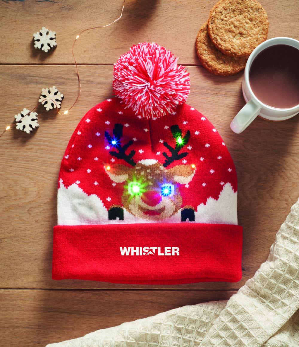 Gorro de punto navideño LED