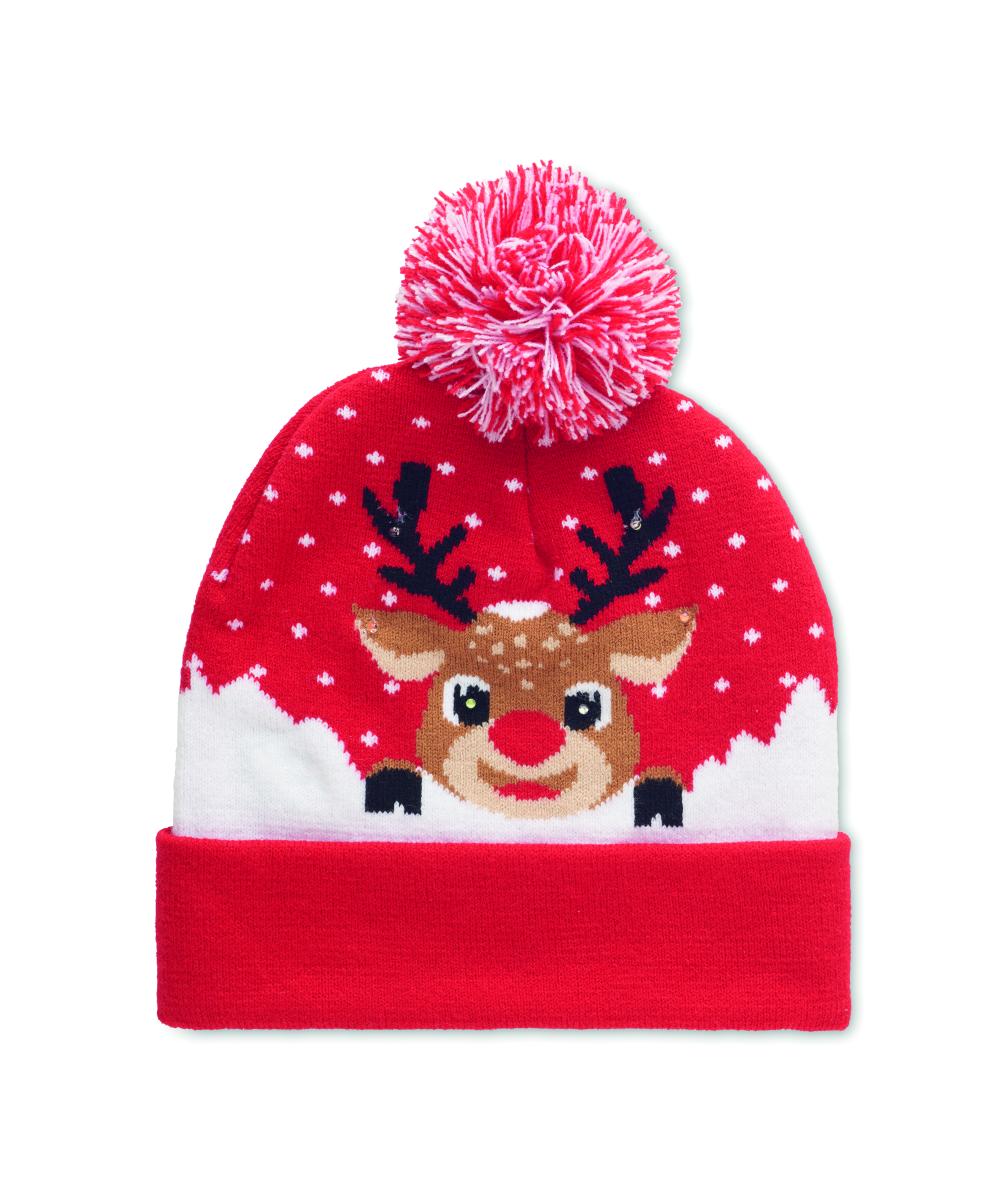 Gorro de punto navideño LED