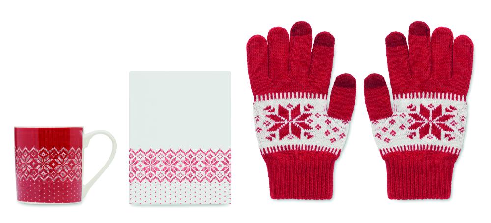 Juego guantes y taza