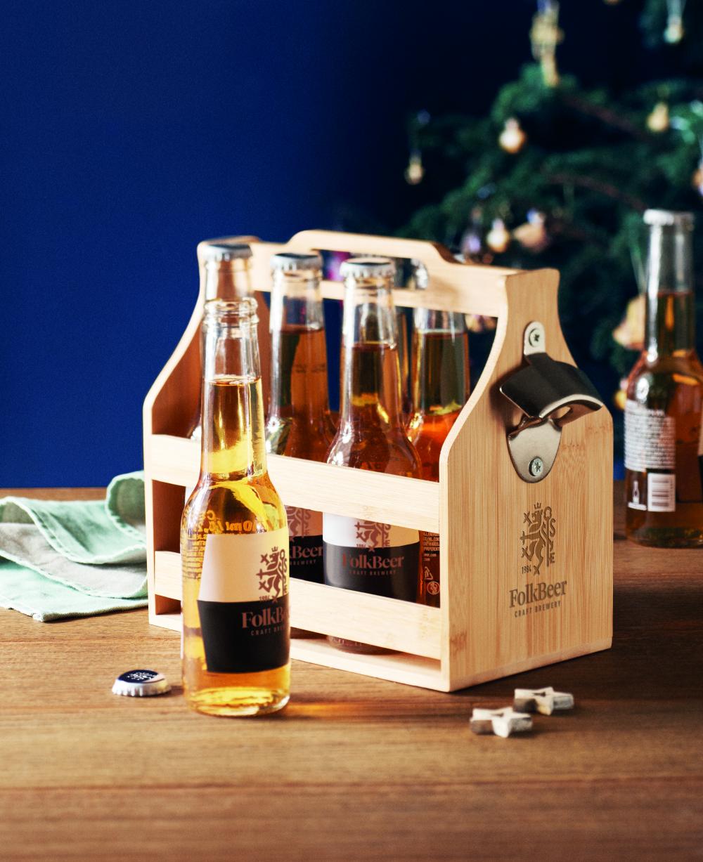 Caja de bambú para 6 cervezas