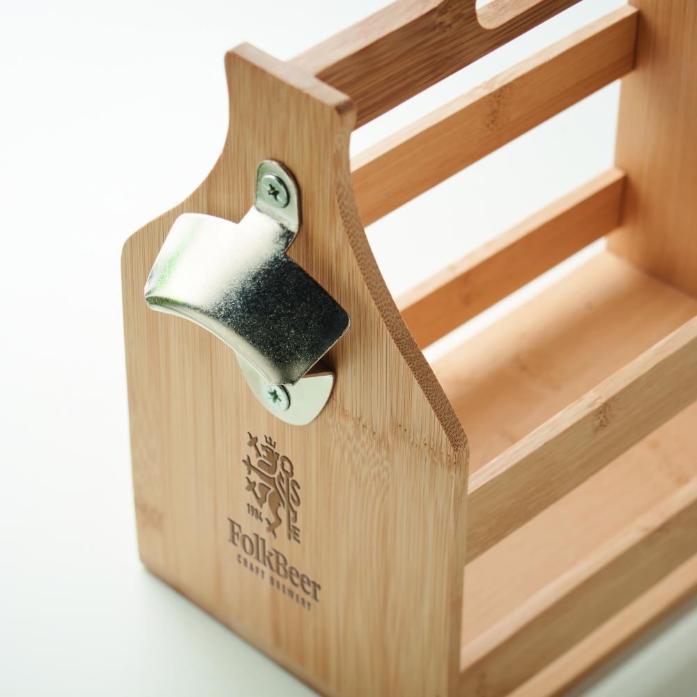 Caja de bambú para 6 cervezas