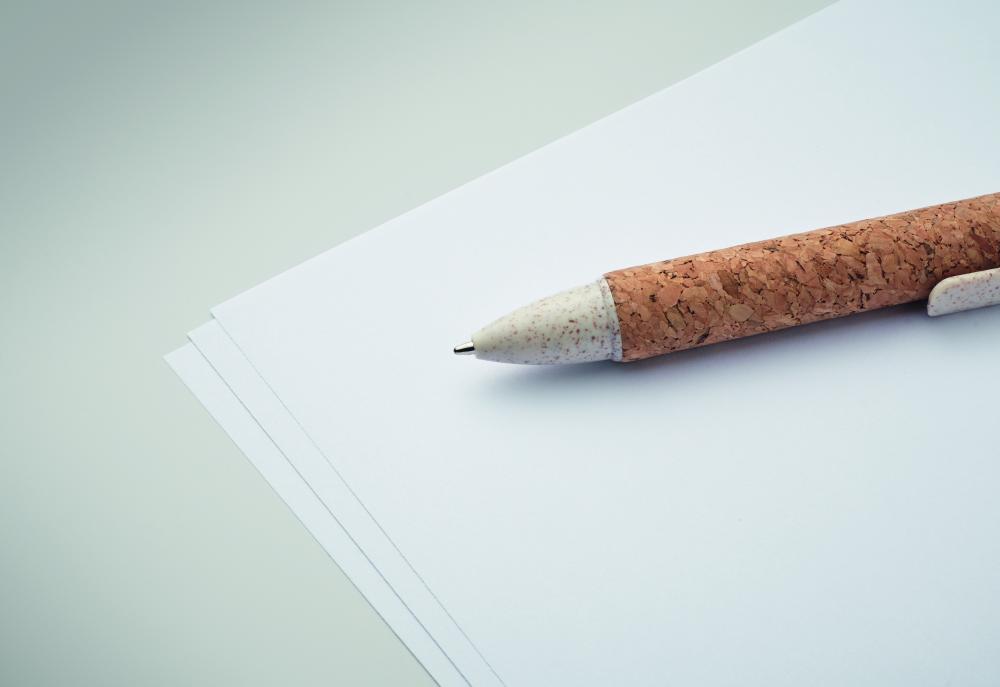 Bolígrafo corcho de 4 tintas