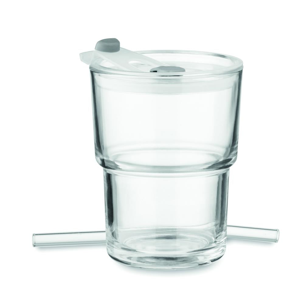 Vaso de cristal con pajita 400m