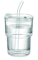 Vaso de cristal con pajita 400m