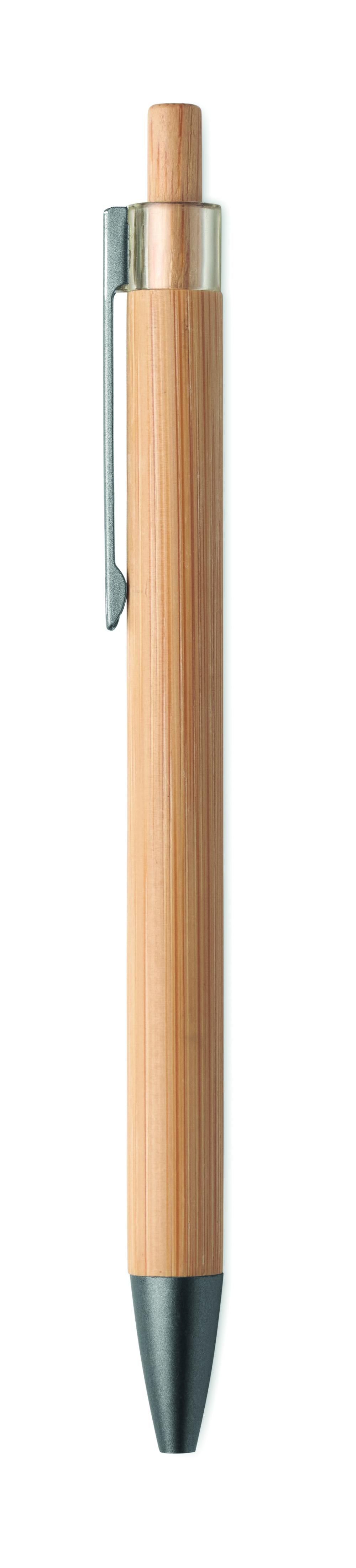 Bolígrafo bambú con pulsador