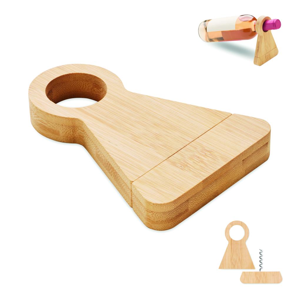 Soporte y abrebotellas bambú