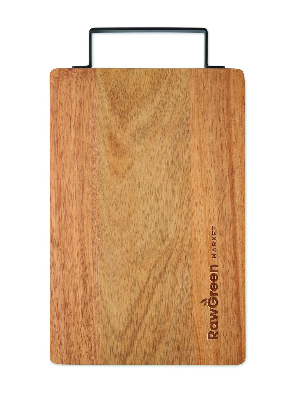 Tablero acacia con asa acero