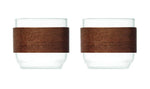 Set vasos café banda de nogal