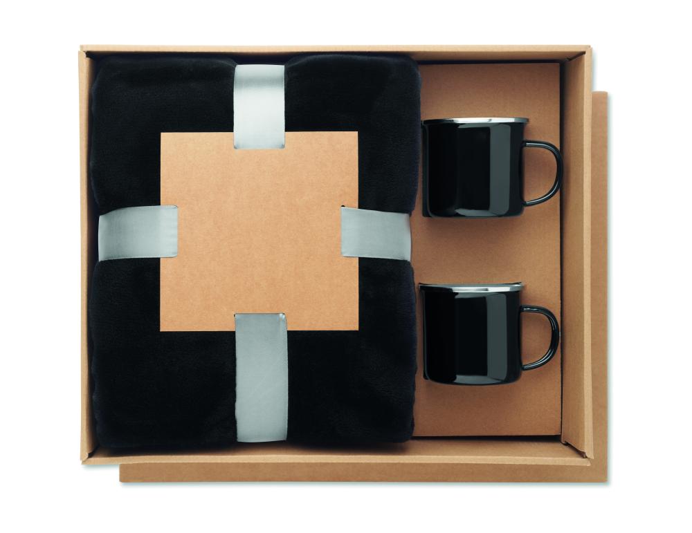 Juego de manta polar y 2 tazas