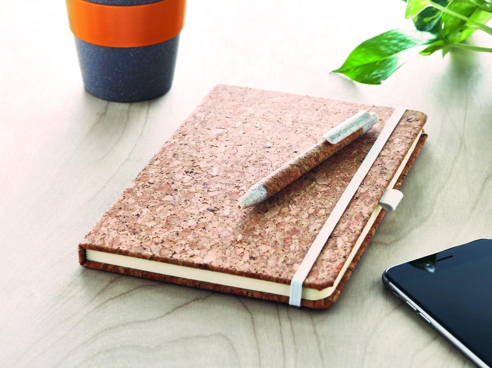 Set libreta bolígrafo corcho
