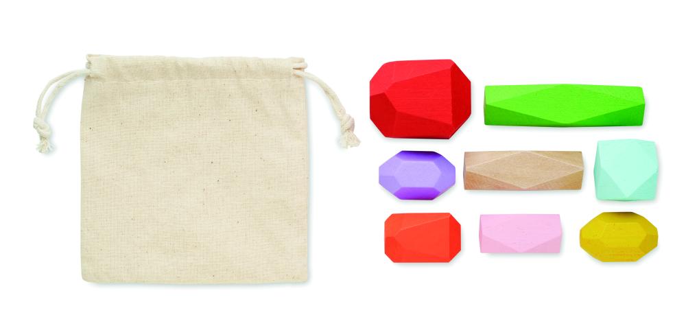 8 piedras madera apilables