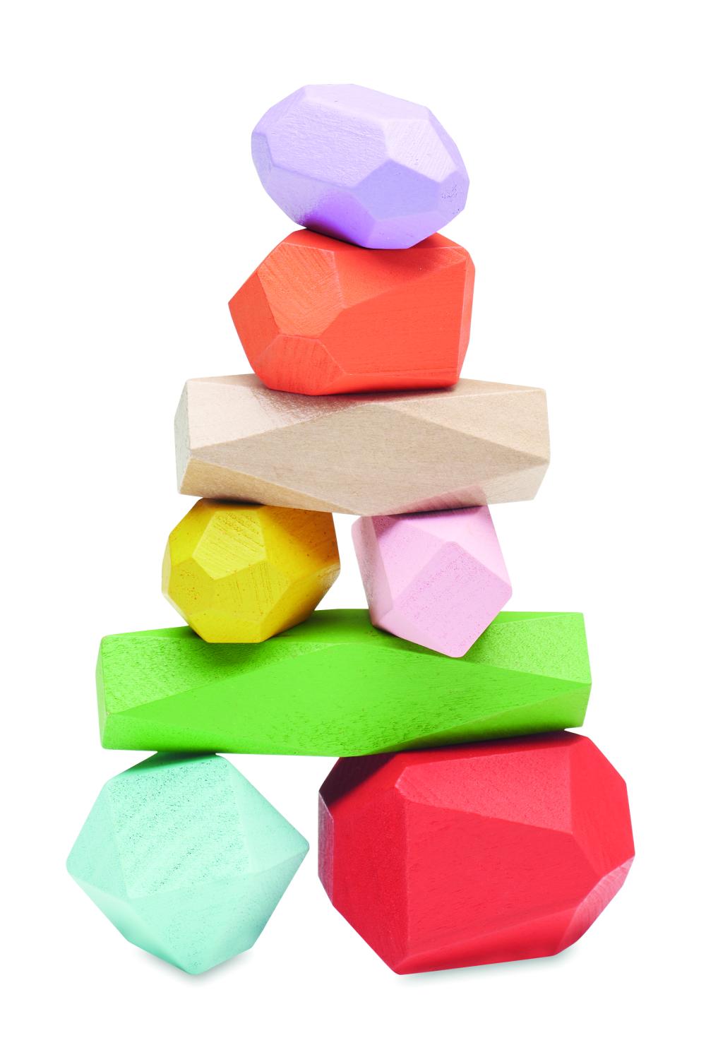 8 piedras madera apilables
