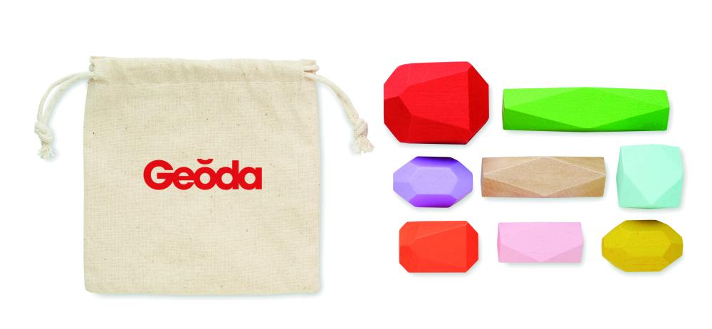 8 piedras madera apilables