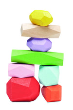 8 piedras madera apilables