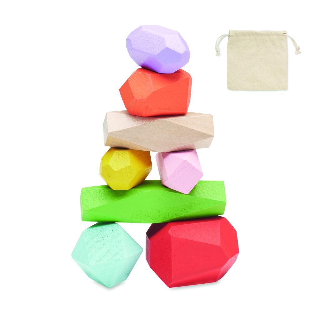 8 piedras madera apilables