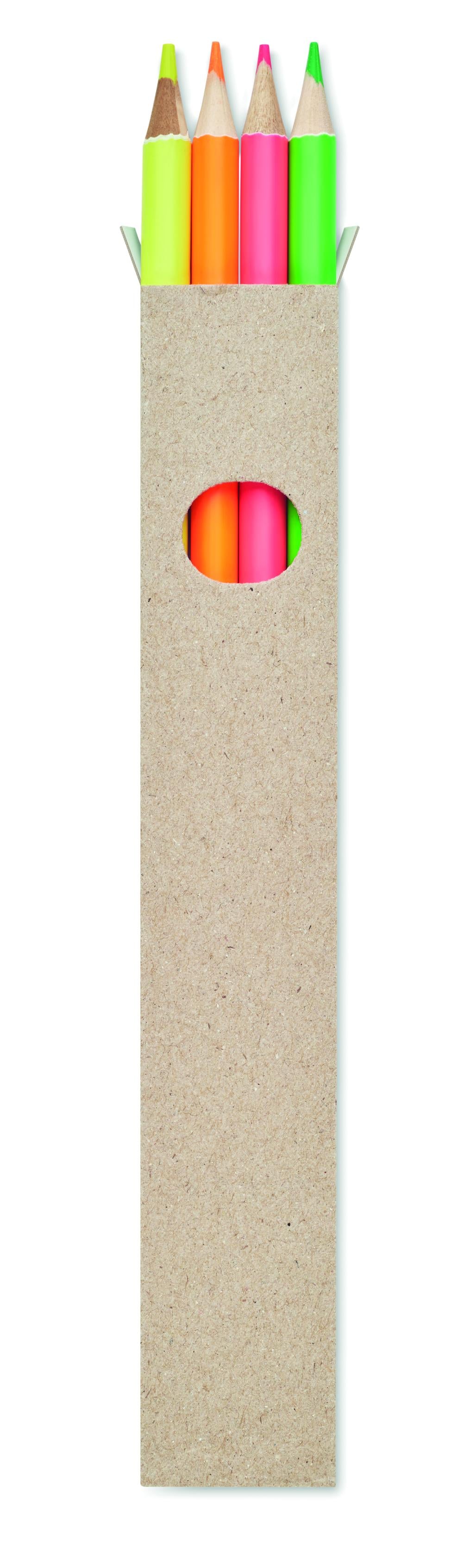 4 lápices de colores en caja