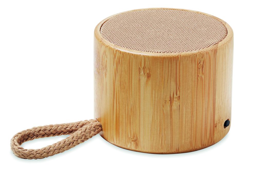 Altavoz inalámb. redondo bambú