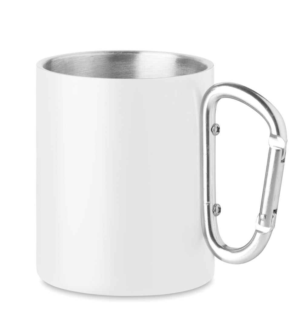 Taza de metal y mosquetón