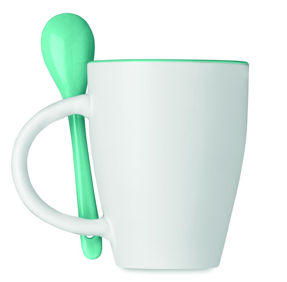 Taza bicolor con cuchara 250 ml