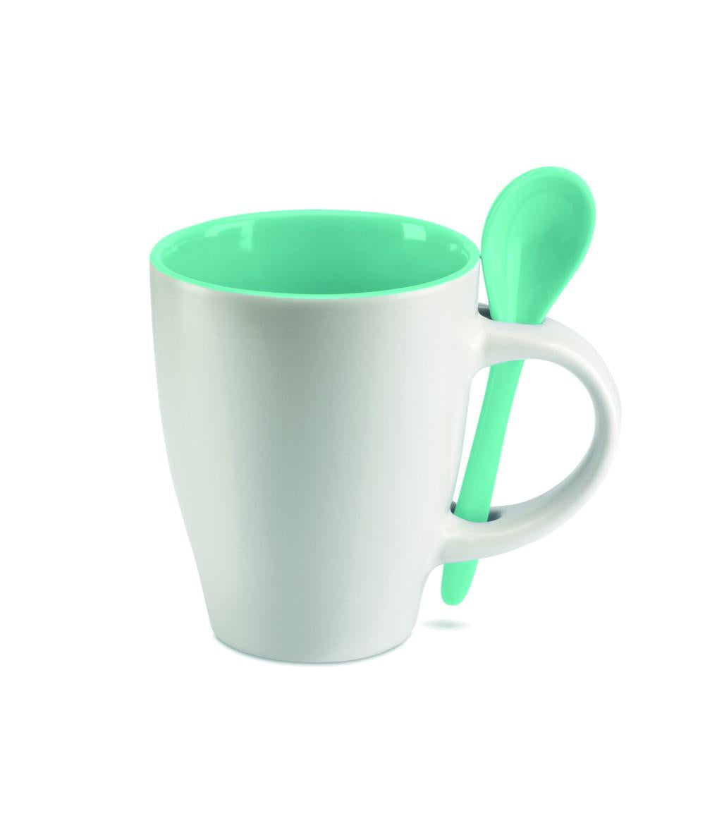 Taza bicolor con cuchara 250 ml