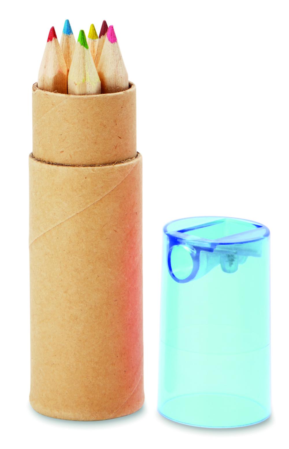 6 lápices de color en tubo