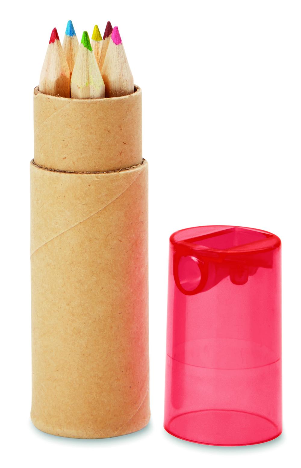 6 lápices de color en tubo