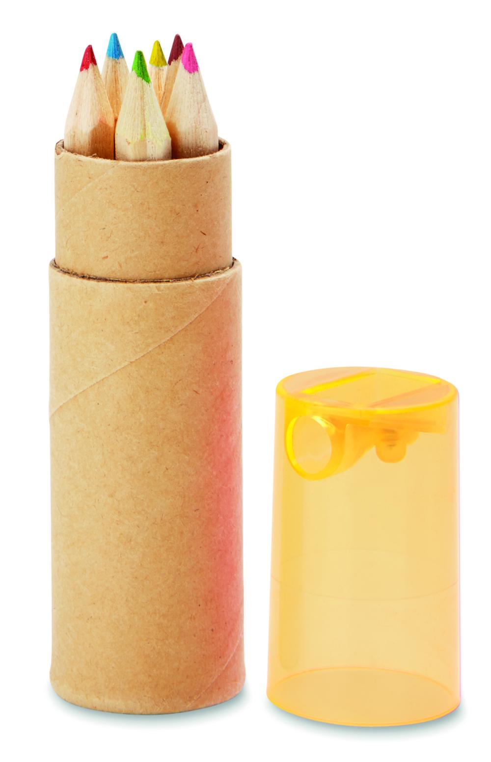6 lápices de color en tubo
