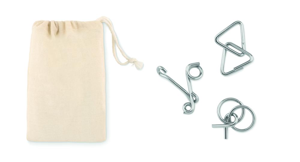 Set de 3 rompecabezas de metal