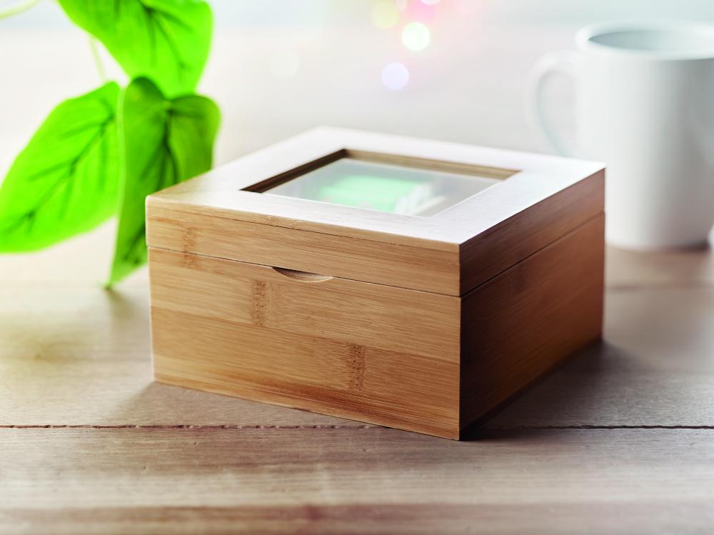Caja de té de bambú